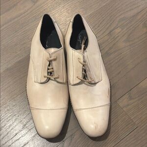 Men's leather  Cream colored Dress Shoes